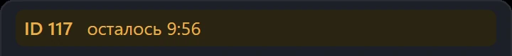 Полоска поверх игры: задержание ID 117, осталось 9:56